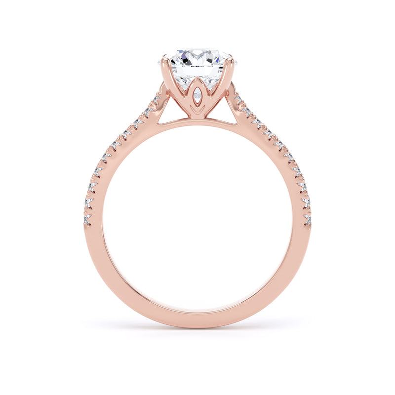 Round Shoulder Set Rose Gold Ring, Fishtail | RSF01 LGR