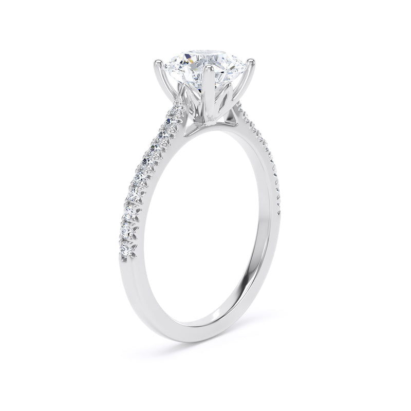 Round Shoulder Set Platinum Ring, Fishtail | RSF01 LGR