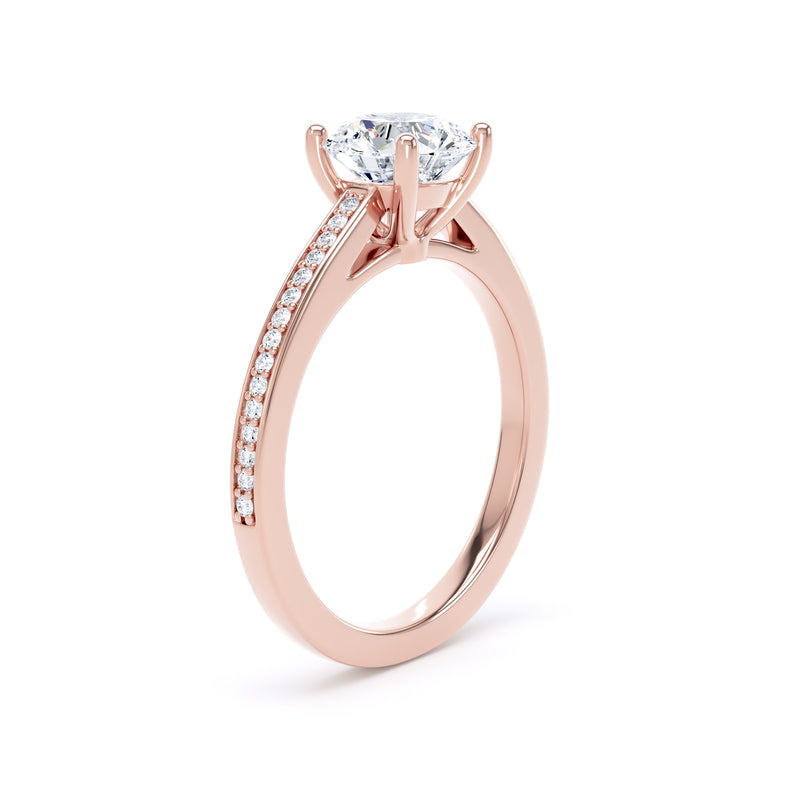 Round Shoulder Set Rose Gold Ring | RSG01 SMR