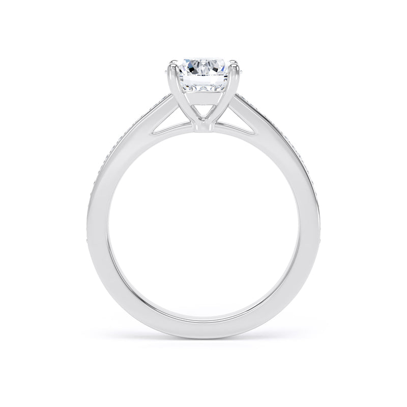 Round Diamond Engagement Ring, Grain Shoulder Set | RSG01