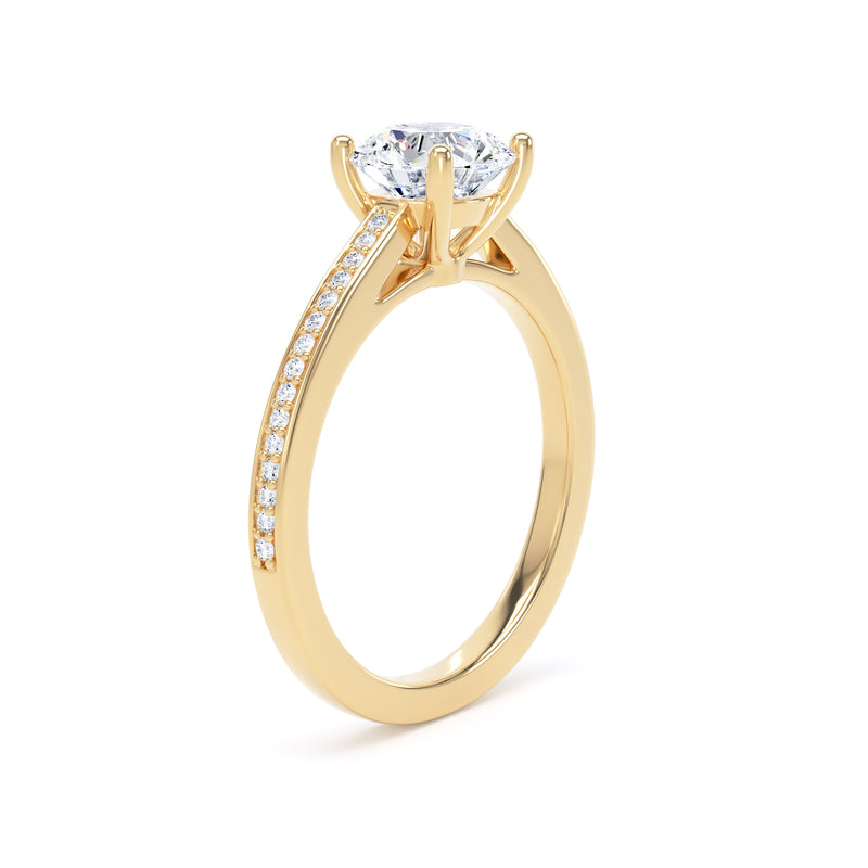 Round Shoulder Set Yellow Gold Ring | RSG01 SMR