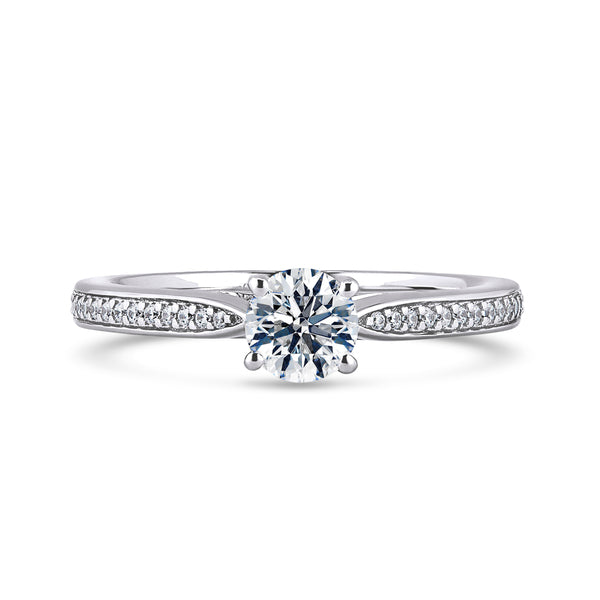 Round Shoulder Set Platinum Ring, Pinched | RSG02 SMR