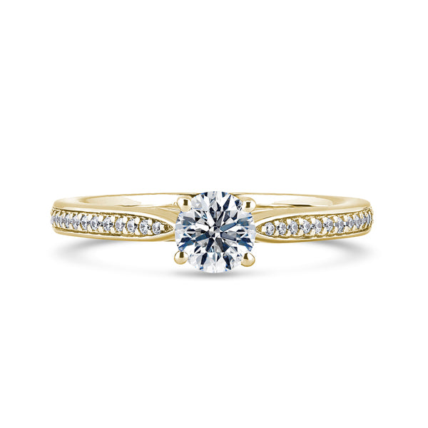 Round Shoulder Set Yellow Gold Ring, Pinched | RSG02 SMR