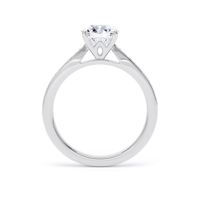 Round Diamond Engagement Ring, Grain Shoulder Set Pinched | RSG02