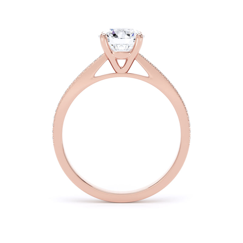 Round Shoulder Set Rose Gold Ring, Millgrain | RSM01 LGR