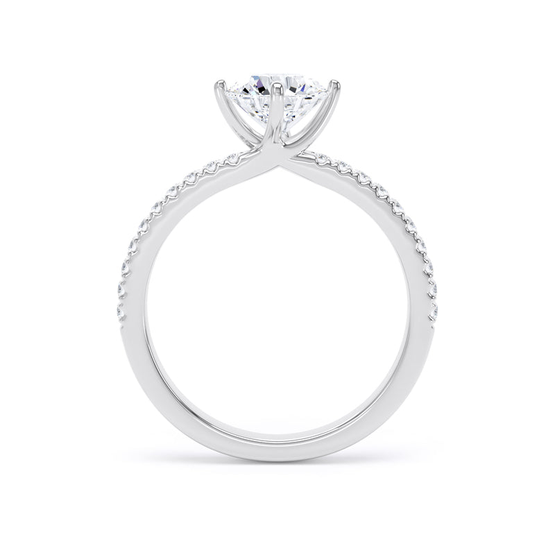 Round Shoulder Set Platinum Ring, Shoulder Set Compass Claws | SMR RSP01