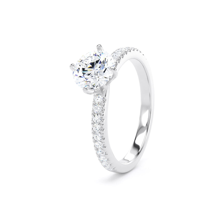 Round Shoulder Set Platinum Ring, Shoulder Set Compass Claws | SMR RSP01