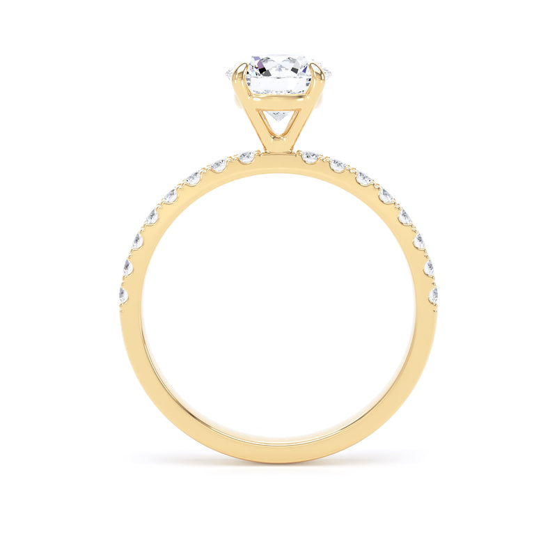 Round Diamond Yellow Gold Ring, Floating Head Shoulder Set | LGR RSP03