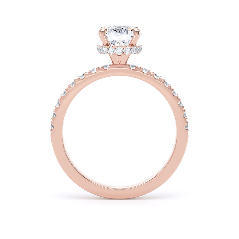 Round Diamond Rose Gold Ring, Diamond Band Hidden Halo | LGR RSS01