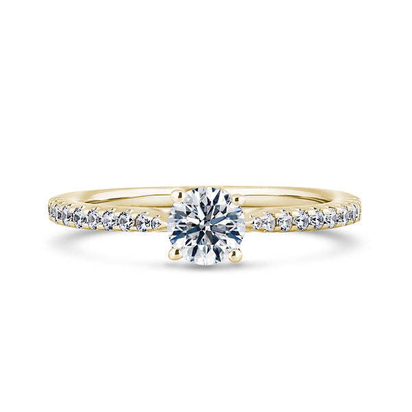 Round Shoulder Set Yellow Gold Ring, Scallop | RSW01 SMR