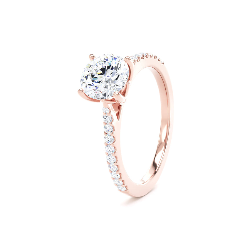Round Shoulder Set Rose Gold Ring, Scallop | RSW01 SMR