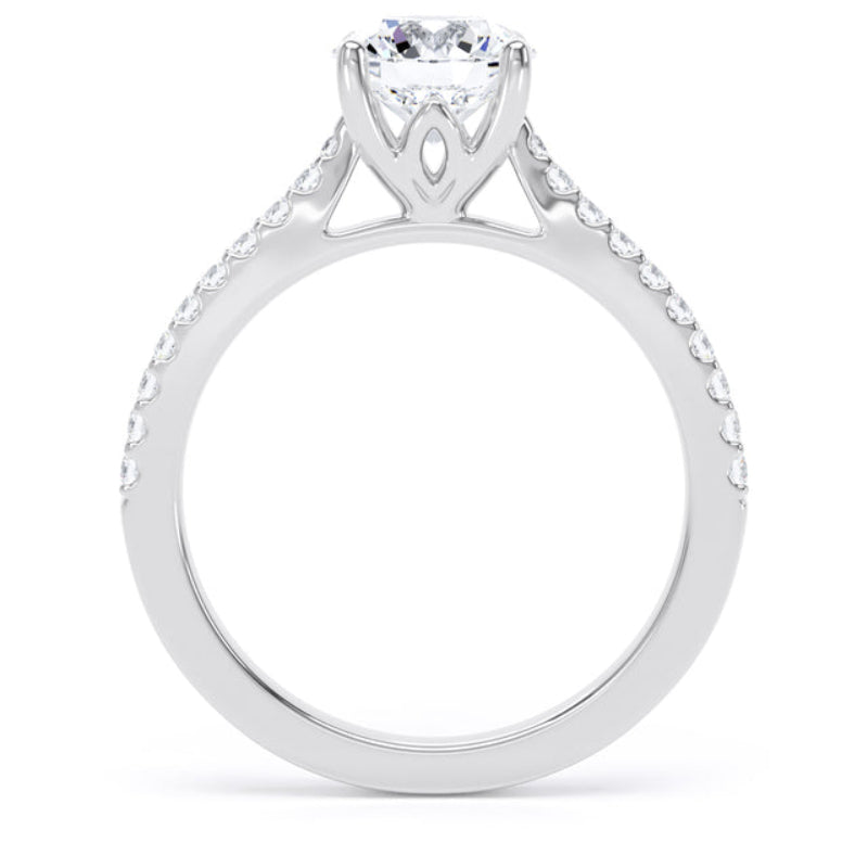 Round Shoulder Set Platinum Ring, Scallop | RSW01 SMR