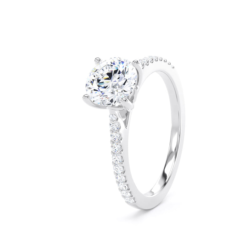 Round Shoulder Set Platinum Ring, Scallop | RSW01 LGR
