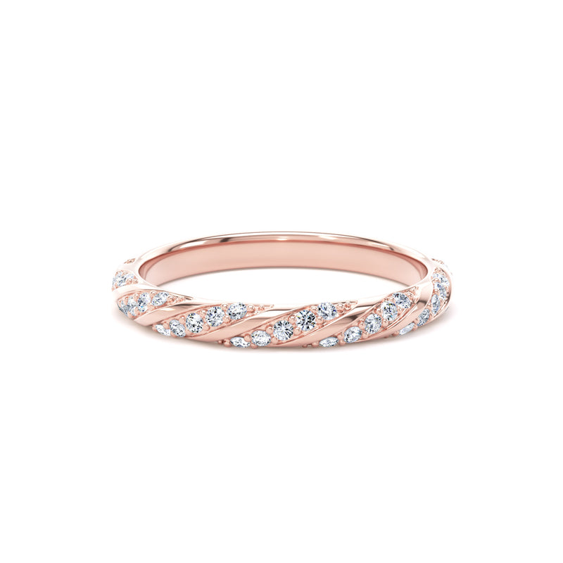 Round Diamond Rose Gold Ring, Twisted Band Half Eternity | ET1214