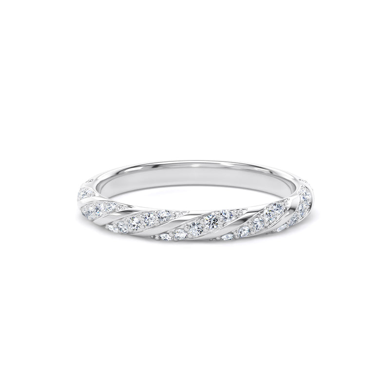 Round Diamond Platinum Ring, Twisted Band Half Eternity | ET1214