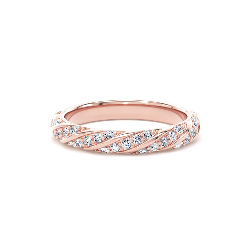 Round Diamond Rose Gold Ring, Twisted Band Half Eternity | ET1214