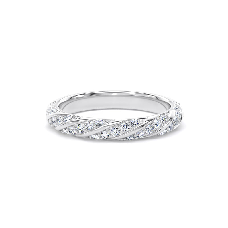 Round Diamond Platinum Ring, Twisted Band Half Eternity | ET1214