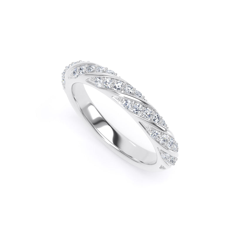 Round Diamond Platinum Ring, Twisted Band Half Eternity | ET1214