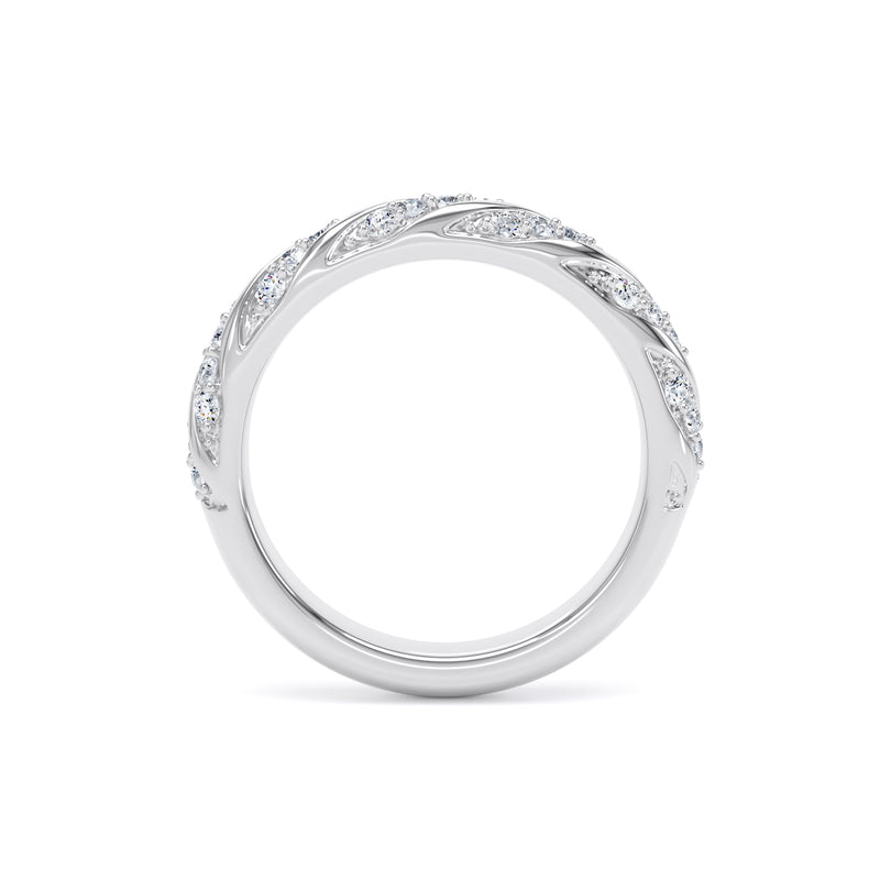 Round Diamond Platinum Ring, Twisted Band Half Eternity | ET1214
