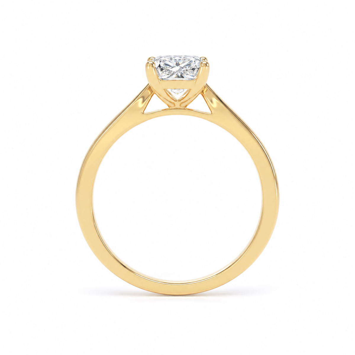 Radiant Diamond Yellow Gold Engagement Ring, Tapered Band Solitaire | EPP01RA
