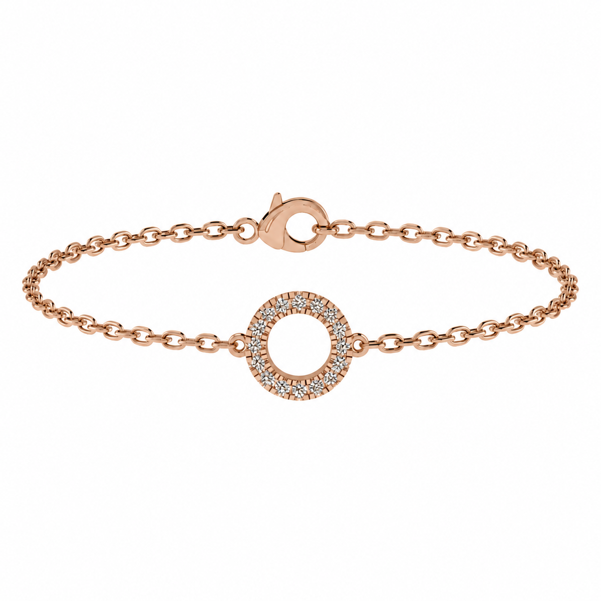Round Diamond Rose Gold Bracelet | Micro Set Circle | BT1005