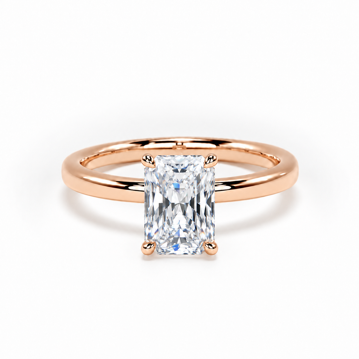 Radiant Diamond Engagement Ring, Plain Band Hidden Halo | EPS01RA