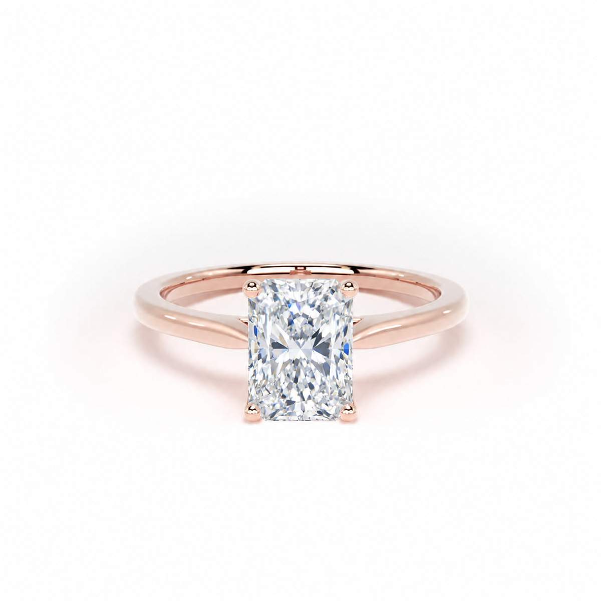 Radiant Diamond Engagement Ring, Tapered Band Solitaire | EPP01RA
