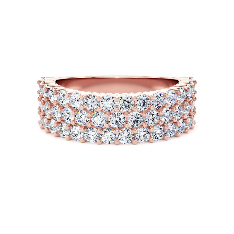 Round Diamond Ring, Pavé 3 Row Half Eternity | ET1213