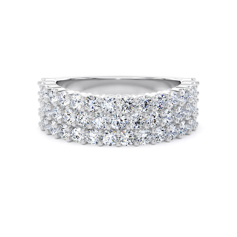 Round Diamond Platinum Ring, Pavé 3 Row Half Eternity | ET1213