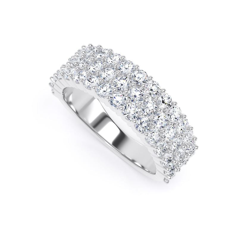 Round Diamond Platinum Ring, Pavé 3 Row Half Eternity | ET1213
