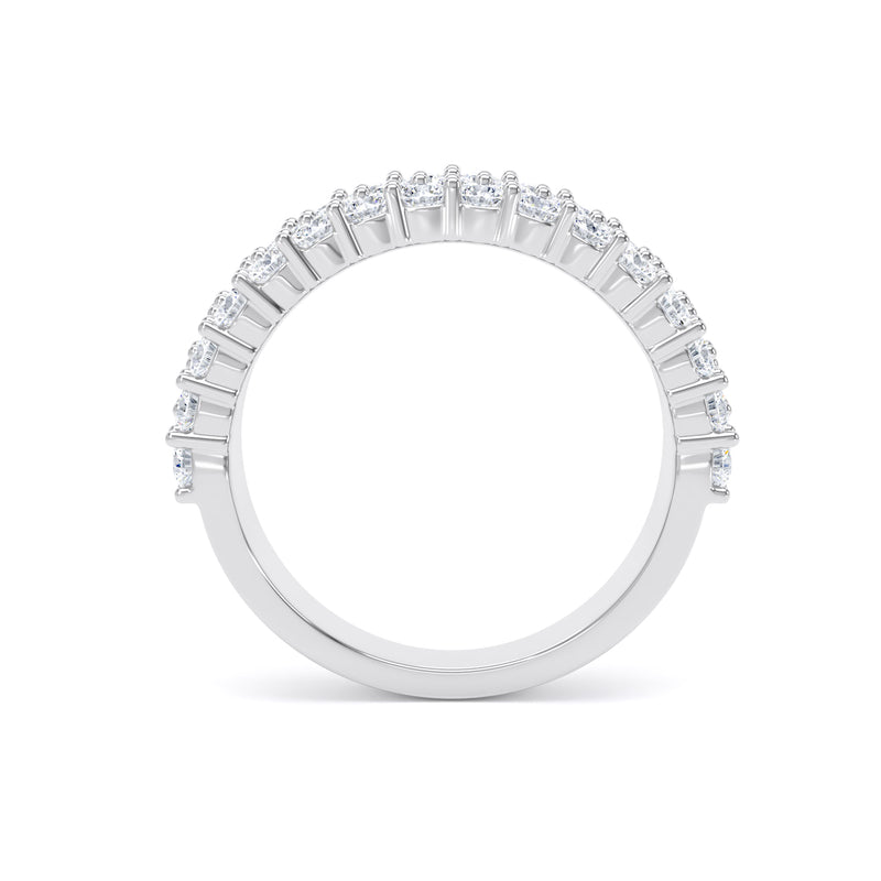 Round Diamond Platinum Ring, Pavé 3 Row Half Eternity | ET1213