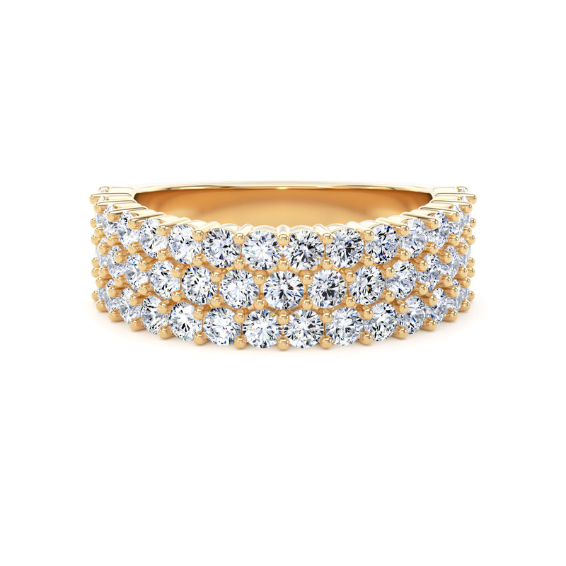 Round Diamond Ring, Pavé 3 Row Half Eternity | ET1213