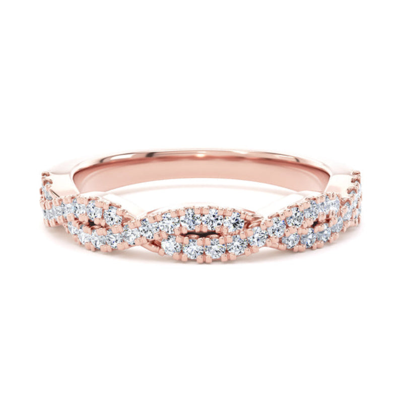 Round Diamond Ring, Fishtail Twisted Band Half Eternity | ET1212
