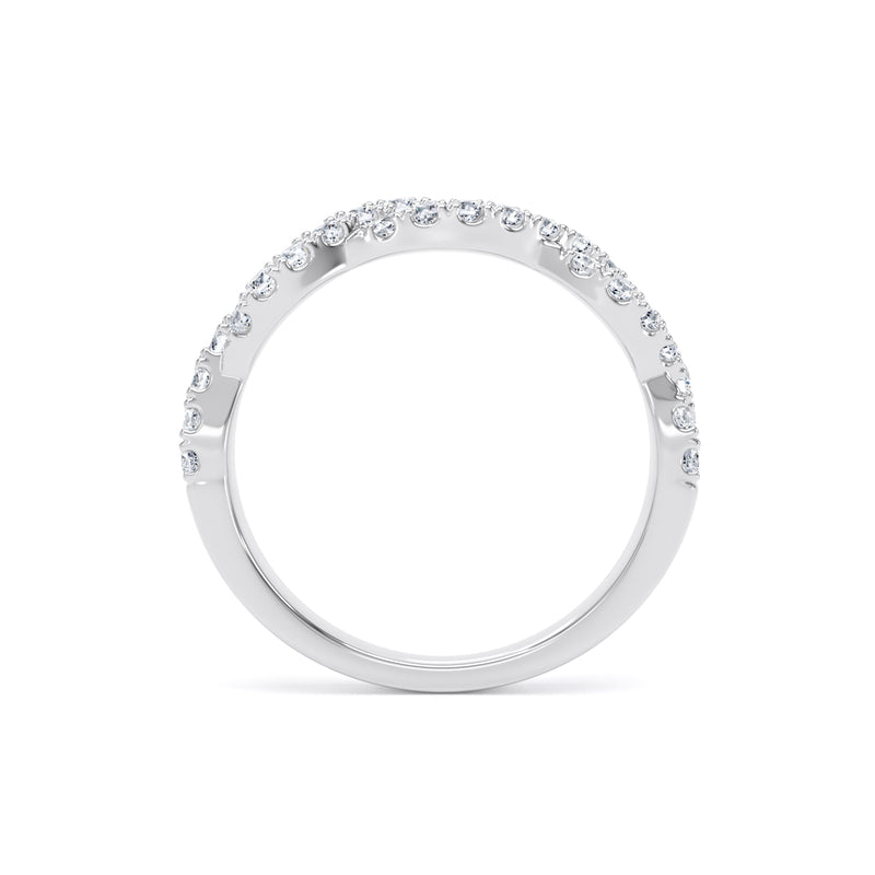 Round Diamond White Gold Ring, Fishtail Twisted Band Half Eternity | ET1212