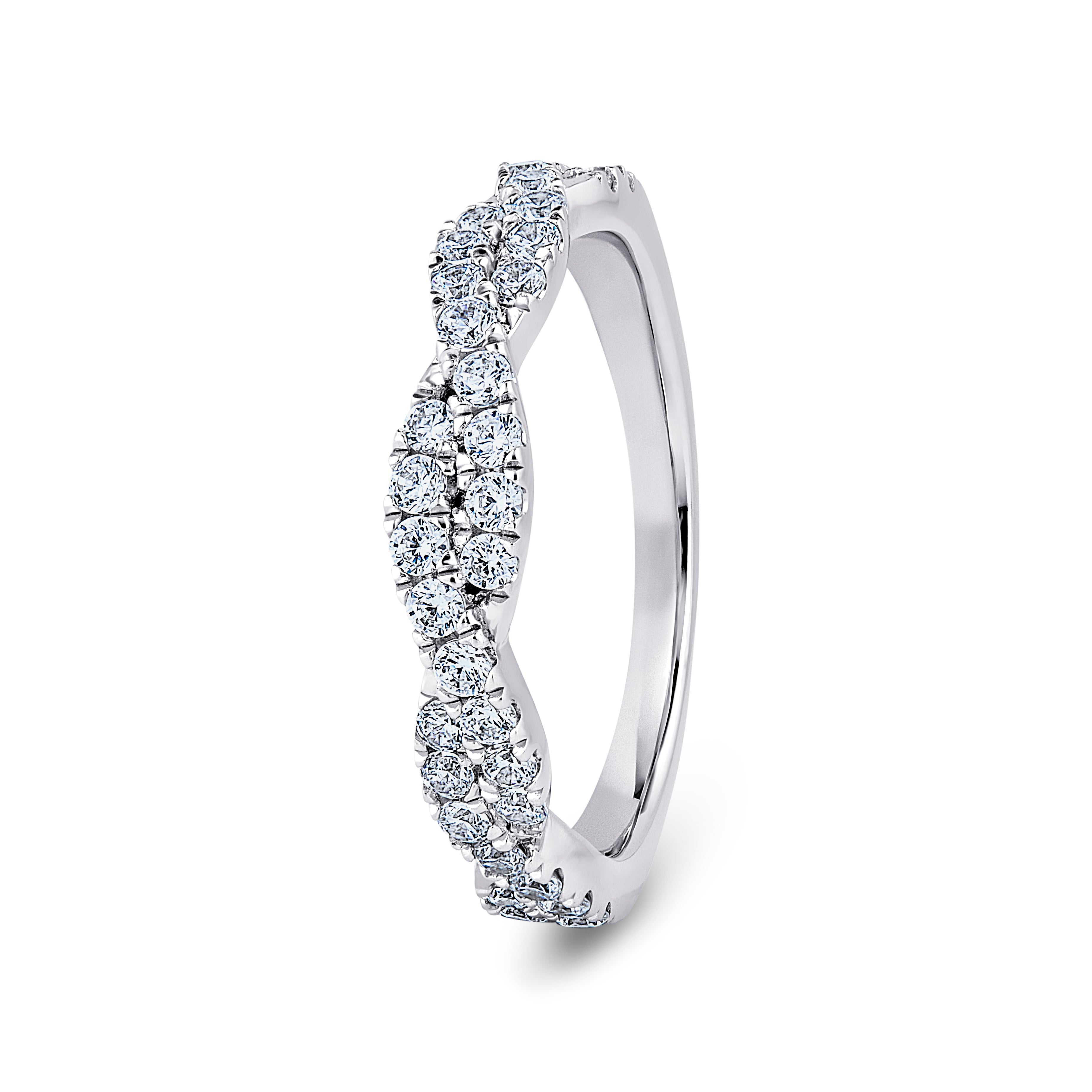 Round, Fishtail Twist, White Gold Half Set Eternity Ring