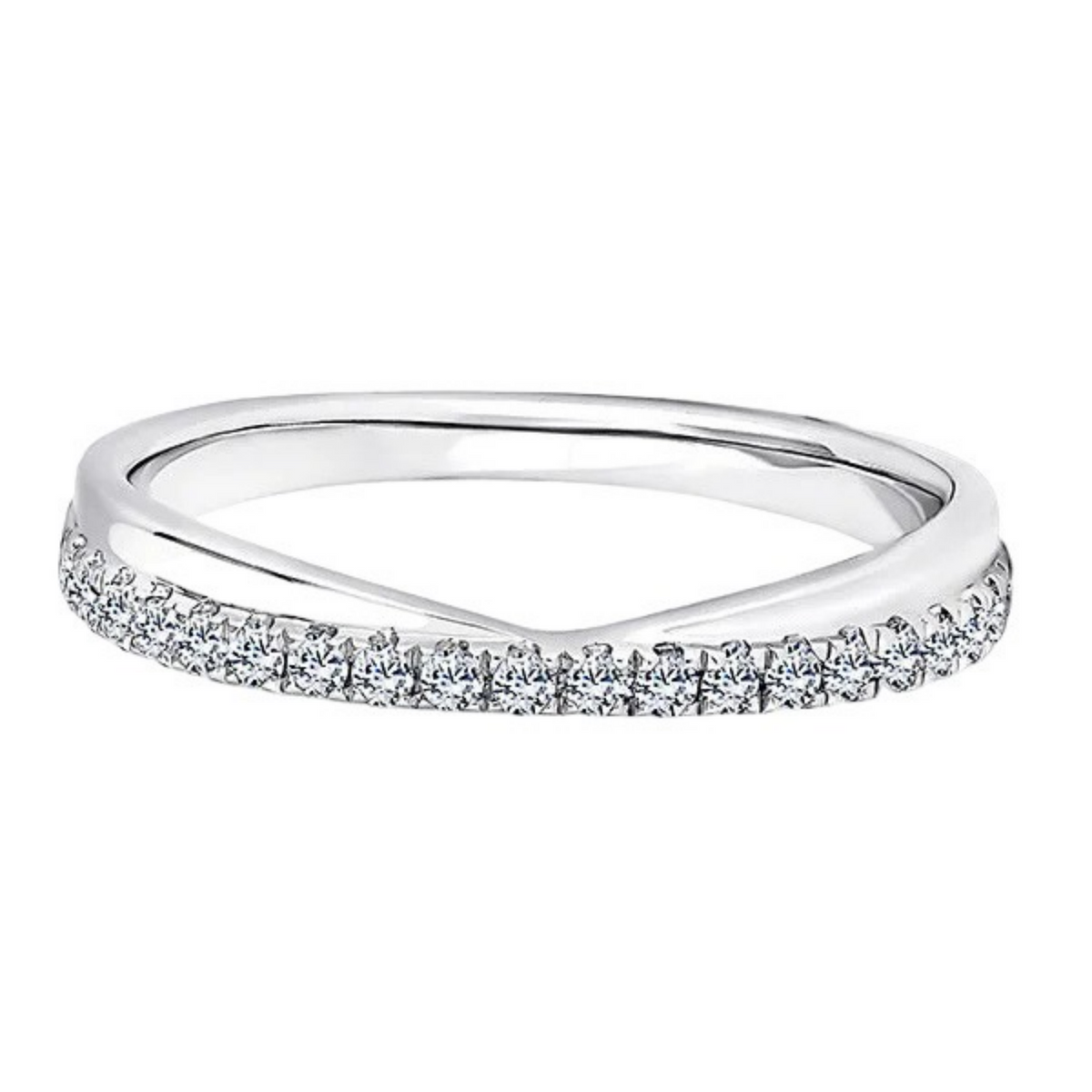 Round Diamond Platinum Ring, Wishbone Offset Half Eternity | ET1246