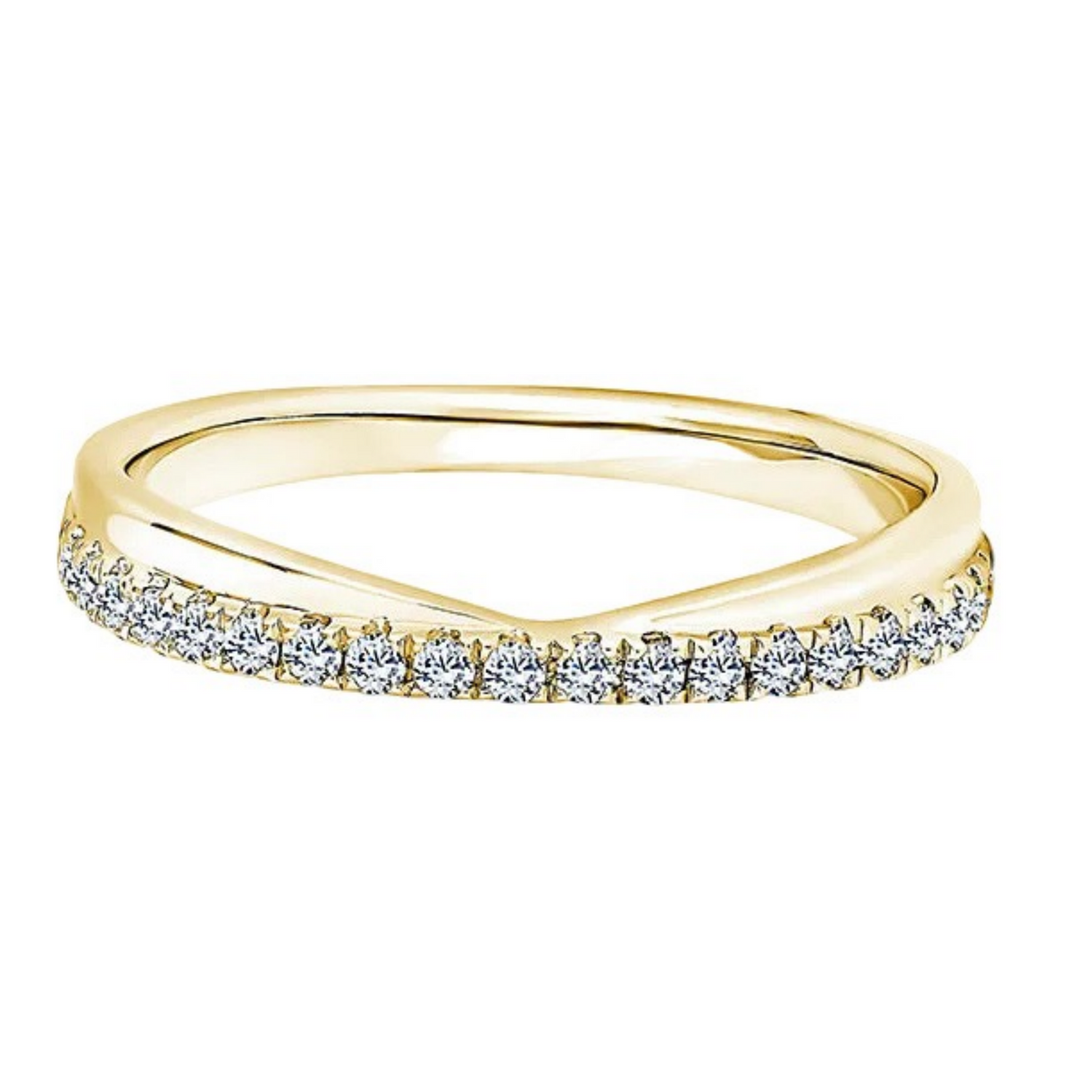 Round Diamond Ring, Wishbone Offset Half Eternity | ET1246