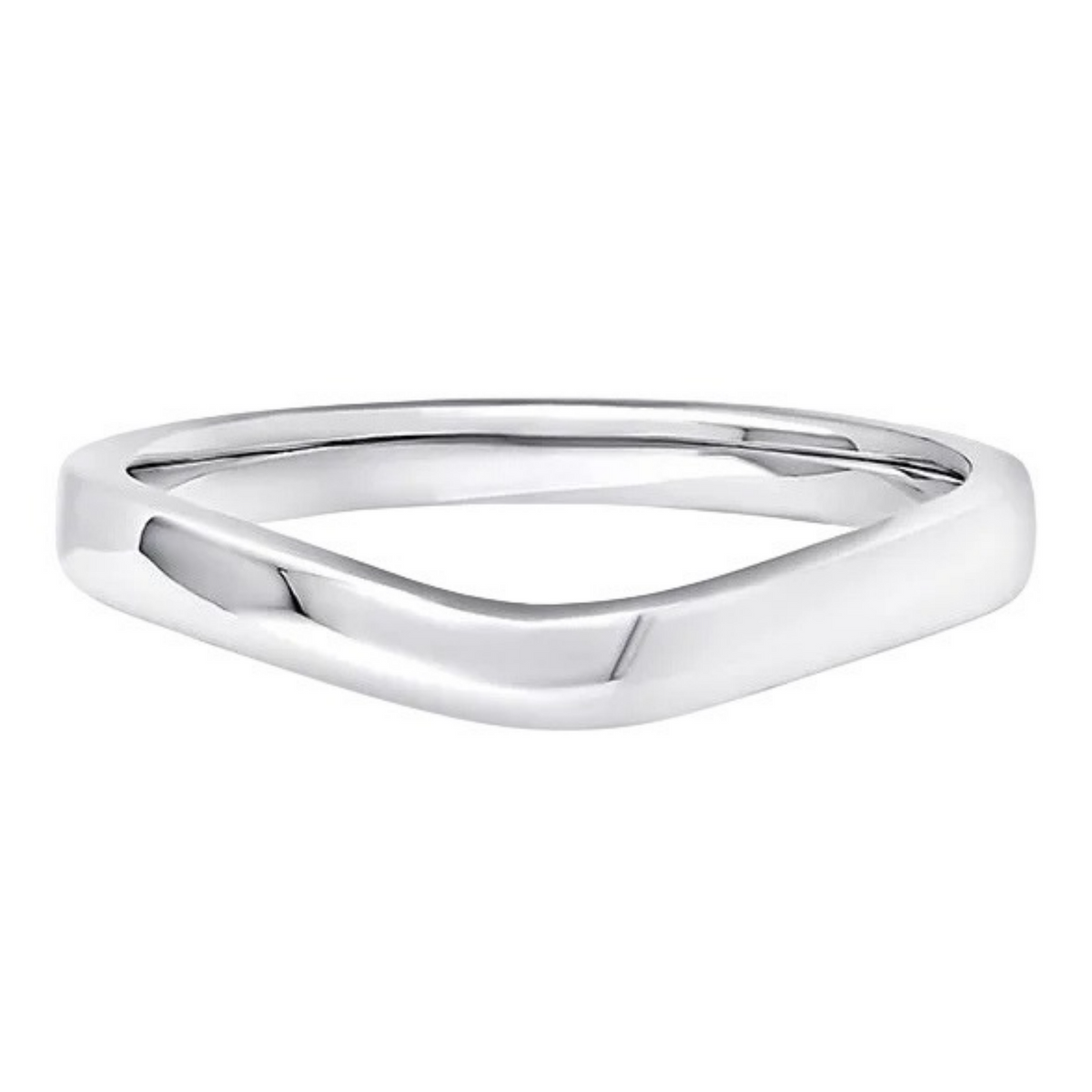 Shaped White Gold Ring, Curved Plain Band | SB1004