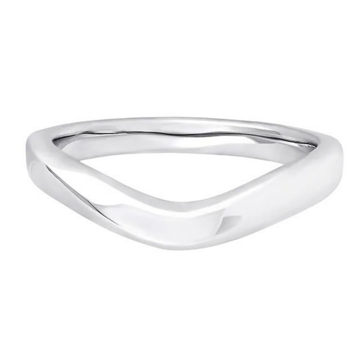 Shaped White Gold Ring, Curved Plain Band | SB1003