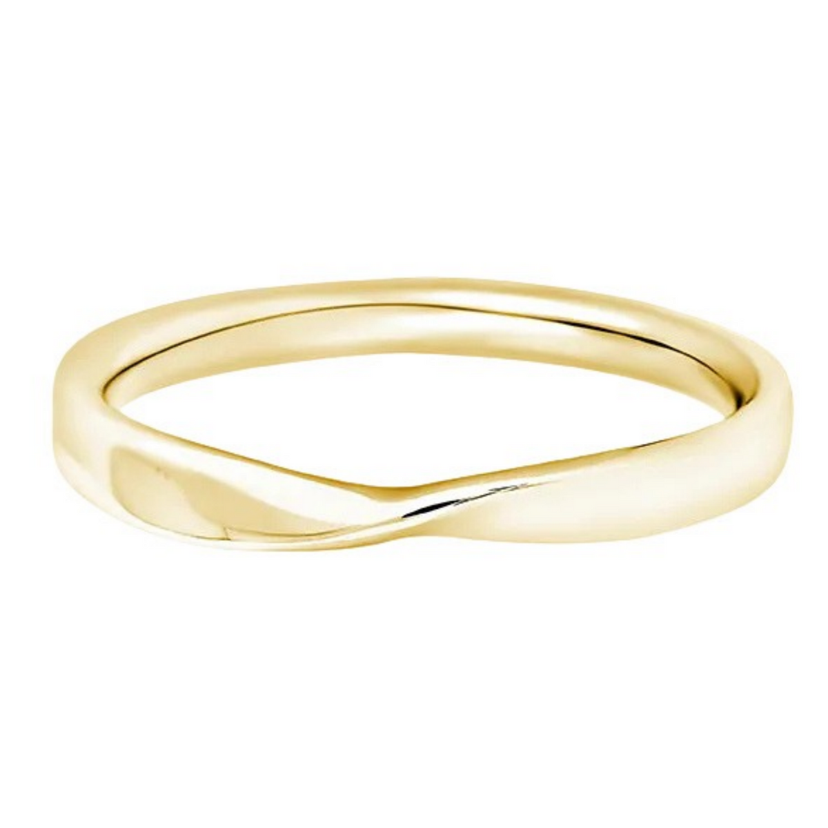 Shaped Yellow Gold Ring, Pinched Plain Band | SB1002