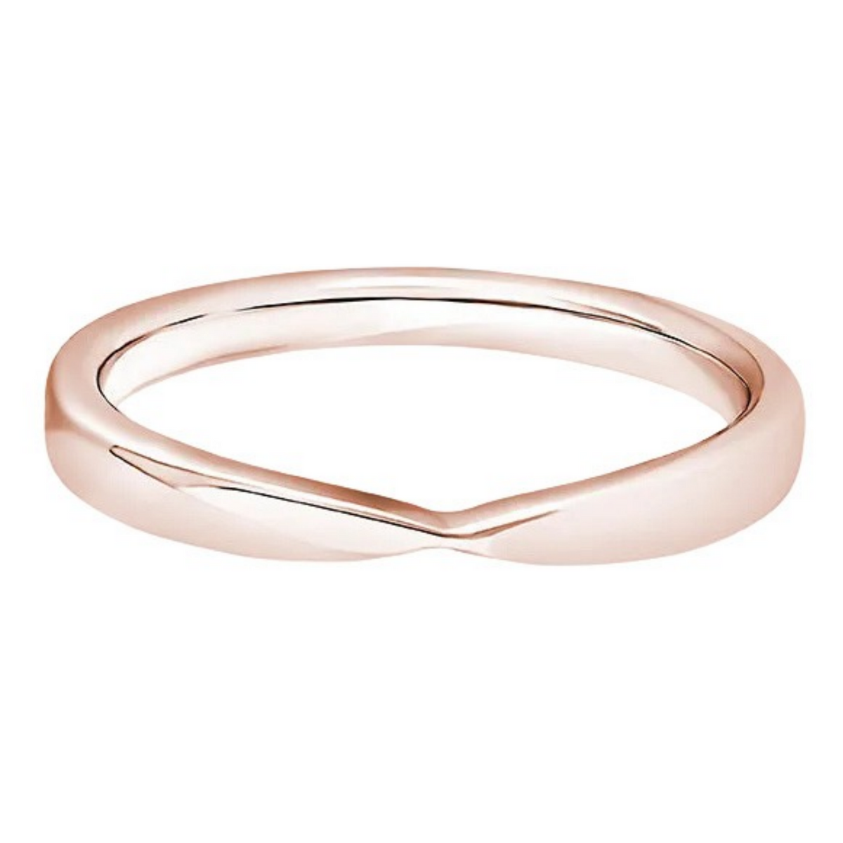 Shaped Rose Gold Ring, Pinched Plain Band | SB1002
