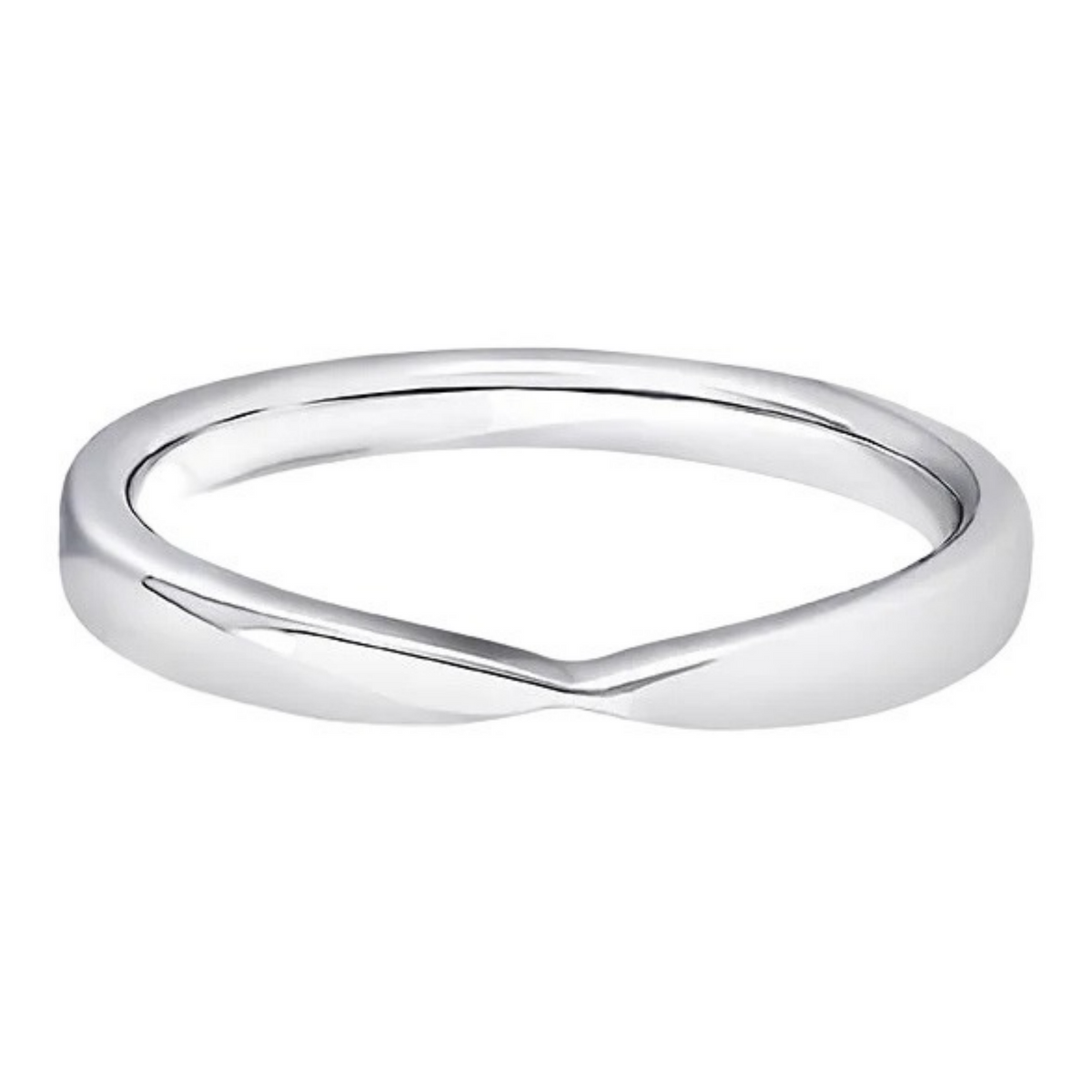 Shaped Platinum Ring, Pinched Plain Band | SB1002