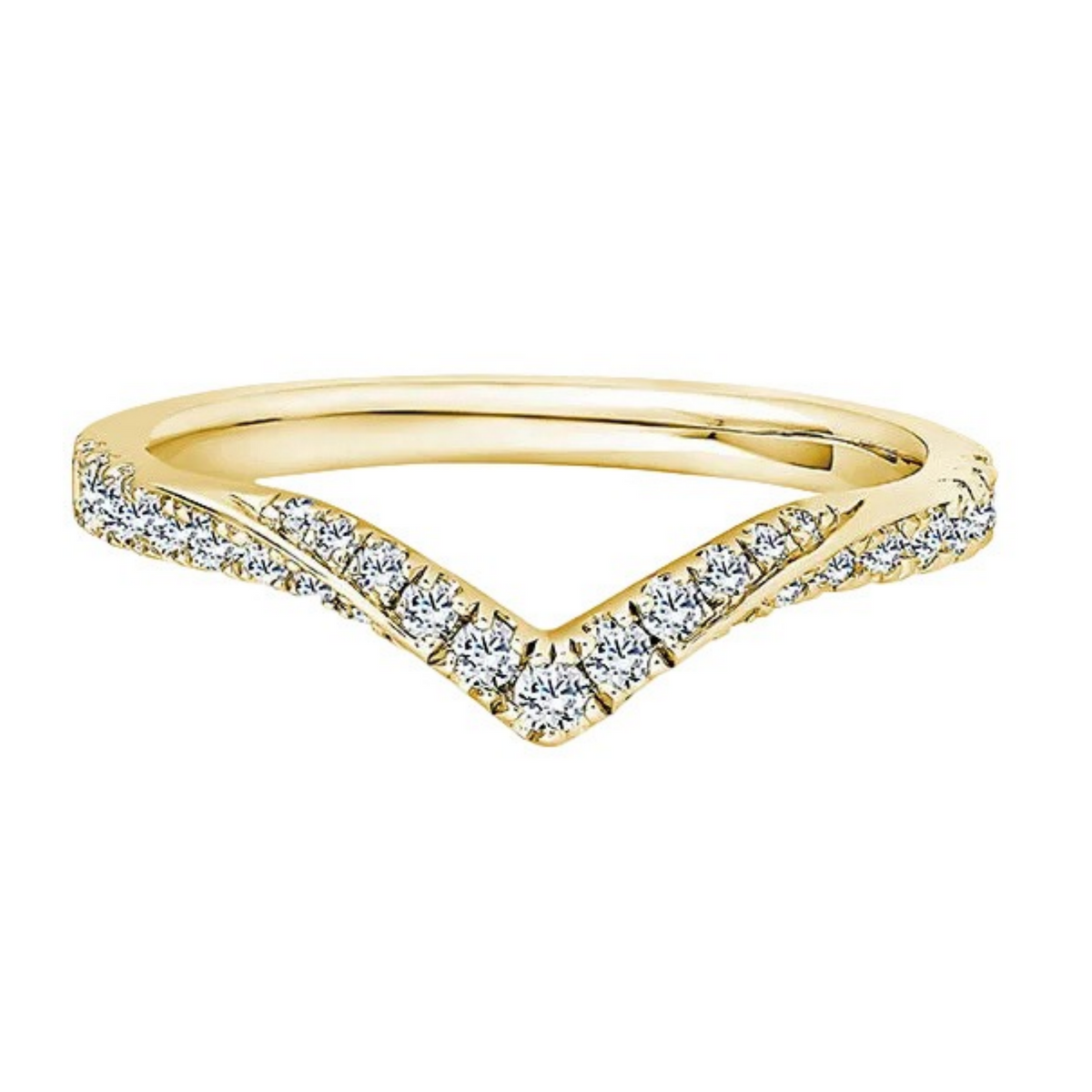 Round Diamond Ring, V Shaped Micro Set Half Eternity | ET1253