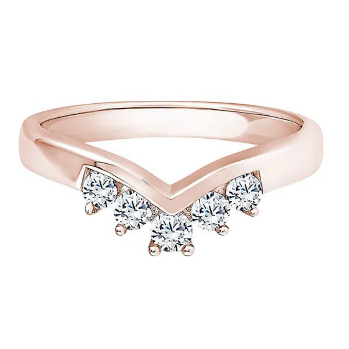 Round Diamond Rose Gold Ring, Tiara Wishbone Half Eternity | ET1252