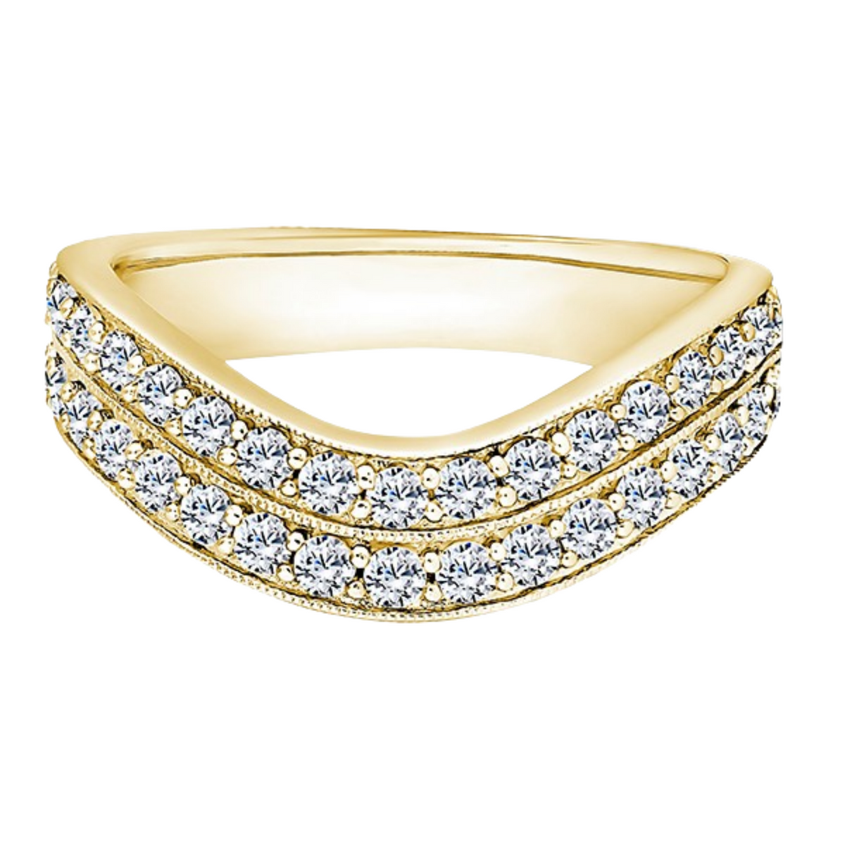 Round Diamond Ring, Double Row Curved Half Eternity | ET1251