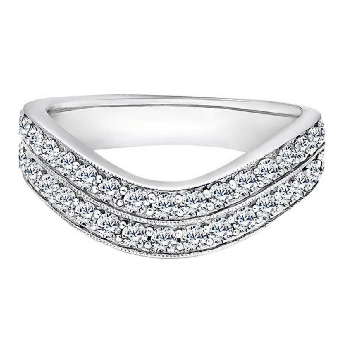 Round Diamond Ring, Double Row Curved Half Eternity | ET1251
