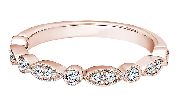 Round Diamond Ring, Millgrain Fancy Half Eternity | ET1239