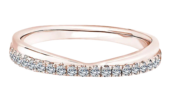 Round Diamond Rose Gold Ring, Wishbone Offset Half Eternity | ET1246