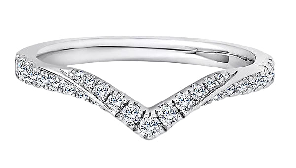 Round Diamond Ring, V Shaped Micro Set Half Eternity | ET1253