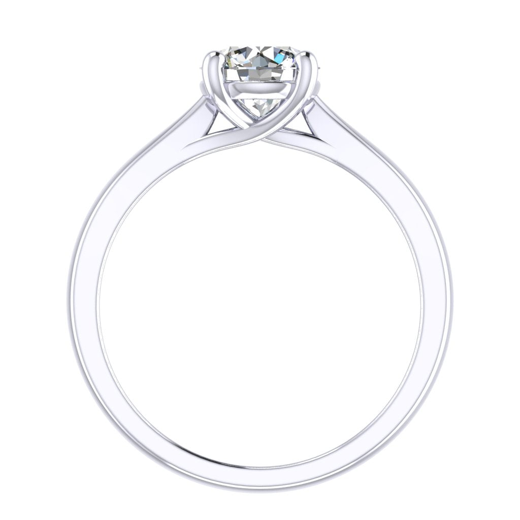Round Solitaire Platinum Ring, Cross Over 4 Prong | SMR